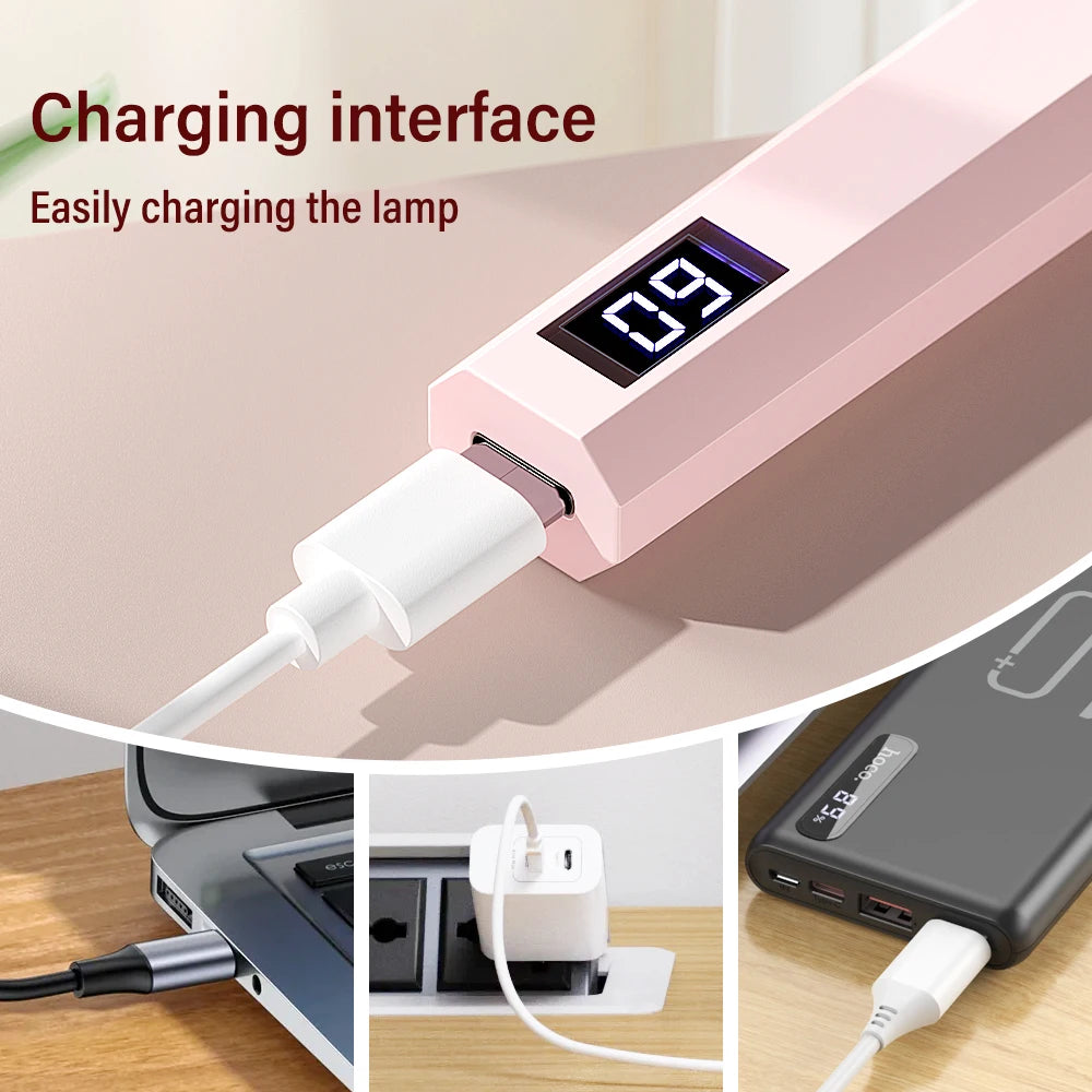 YIKOOLIN Convenient Rechargeable Nail Dryer UV LED Handheld Lamp Fast Curing All Gel Polish Mini Manicure Tool USB Portable Ligh