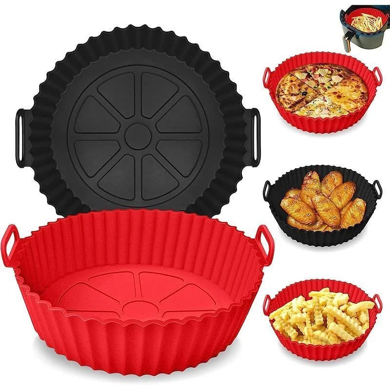 Silicone Air Fryer Liners Pot,Airfryer Basket Cooking Gadgets ,Reusable Baking Tray Non-stick Pizza Pan Oven Kitchen Accessories