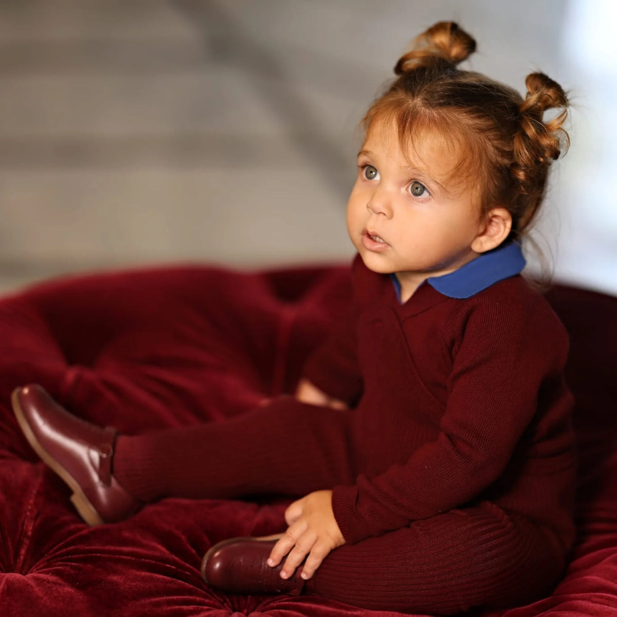 2026 Mali's AW Burgundy Color Collection Girls Dresses Boy Embroidery Shirt Solid Skirts Children Clothing Knitted Tops Outfits