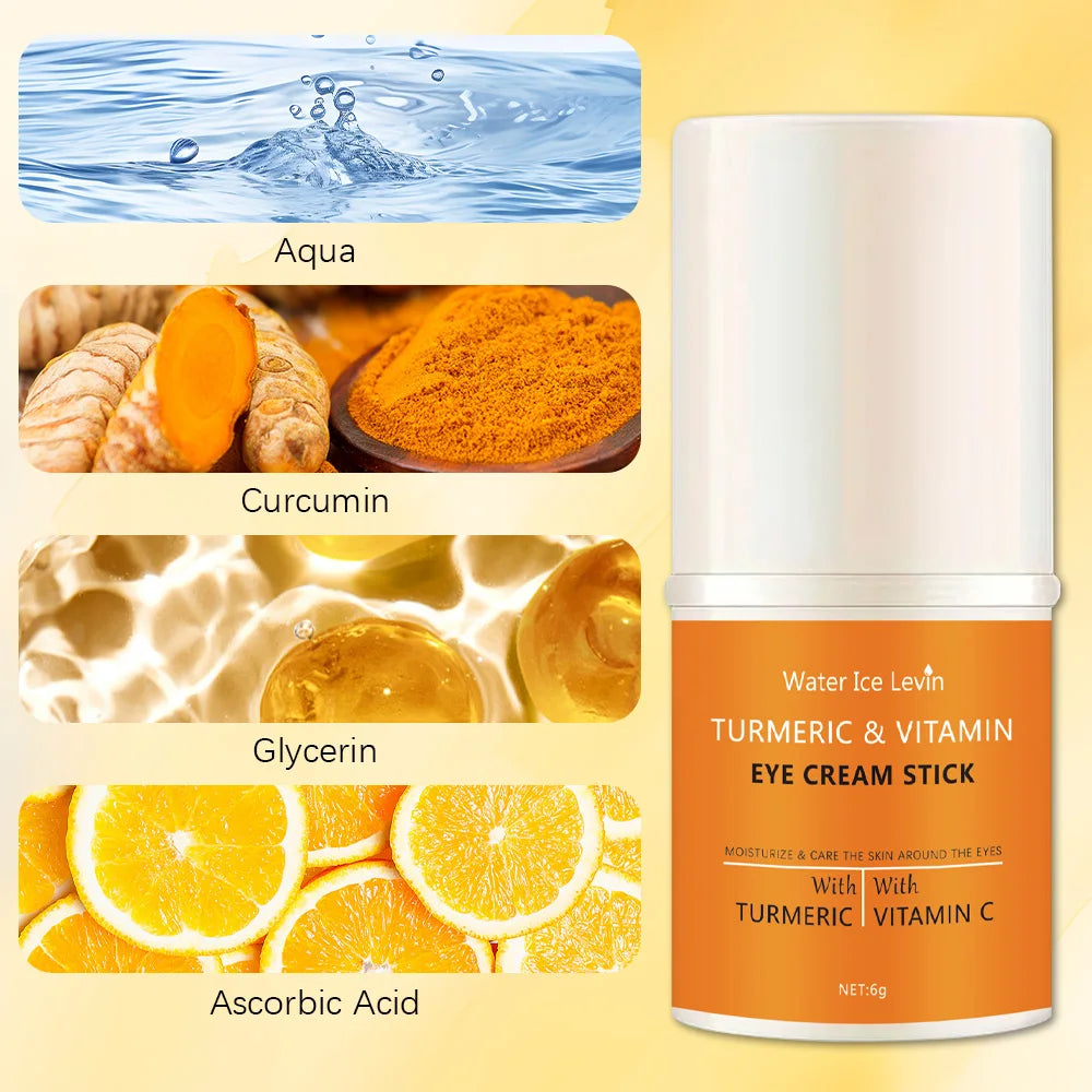 Turmeric vitamin c eye cream stick nourish skin, improve fine lines, relieve eye bags and dark circles, brighten eye skin