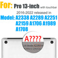 For MacBook Pro 13 inch Case 2022-2016 Release M1 A2338 A2289 A2251 A2159 A1989 A1706 A1708 Protective Hard Case Crystal Clear
