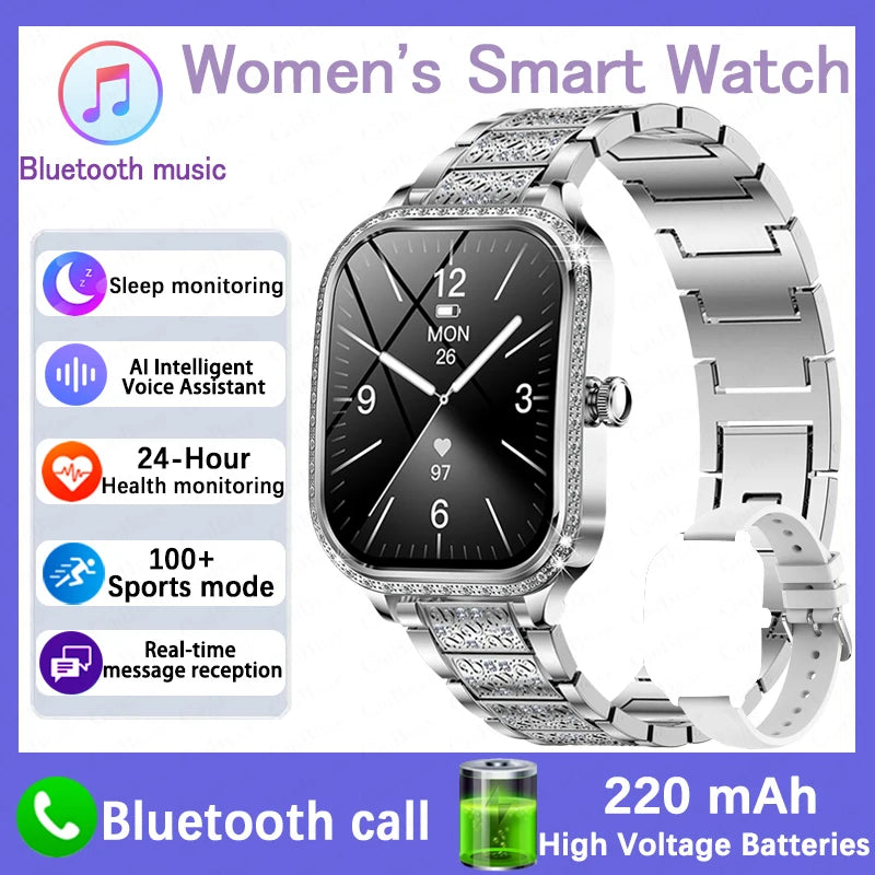 New Luxury Smart Watch Women 1.75" HD Display Heart Rate Sport Fitness IP68 Waterproof Bluetooth Call Smartwatch For Lady Gift
