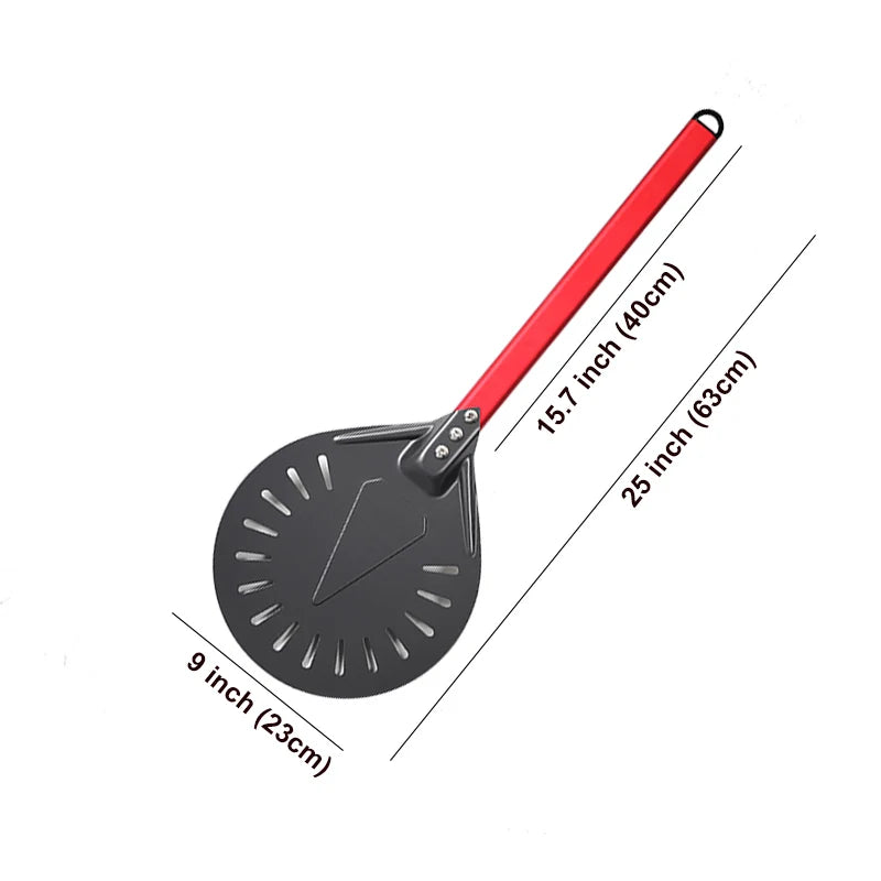 PizzAtHome Long Handle 7/ 8/ 9 Inch Perforated Pizza Turning Peel Pizza Shovel Aluminum Pizza Peel Paddle Small Pizza Tool