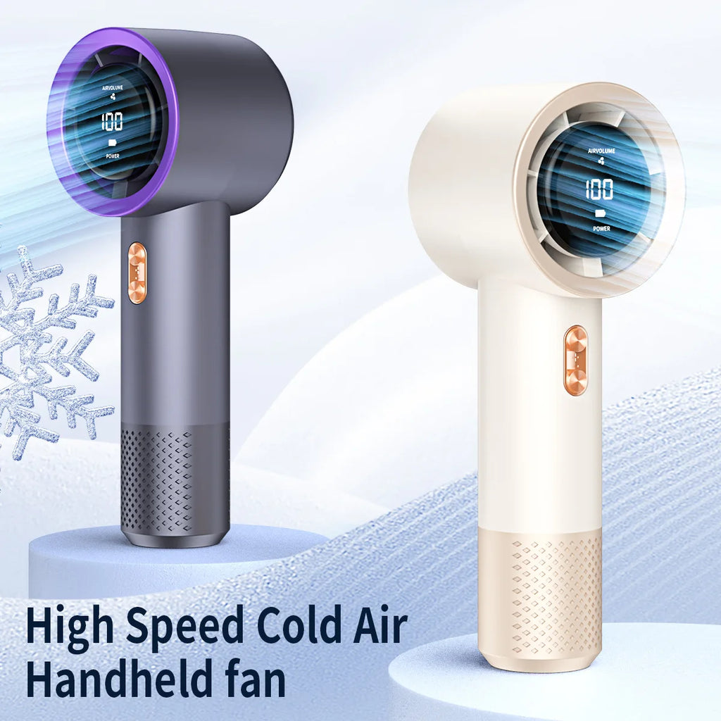Handheld High Speed Mini Fan, Portable Personal Air Cooler Heater with 199 Levels Infinite Wind Speed Adjustment