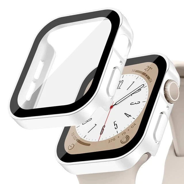Glass+Case For Apple Watch 7 8 45mm 41mm 49mm 44mm 40mm straight edge Screen Protector Cover Case iWatch 5 SE 6 7 8 9 Ultra 49mm