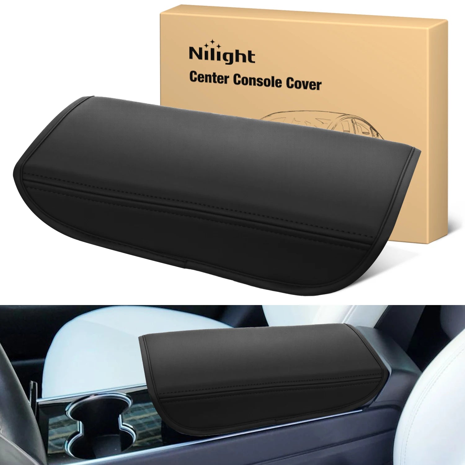 Nilight Center Console Cover Pad for Tesla Model 3 Tesla Model Y Accessories Armrest Cover for Car Middle Console Cushion Cover