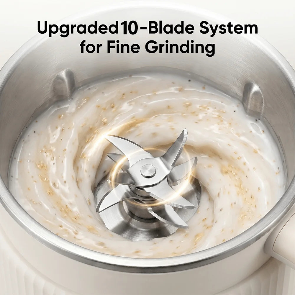 1.2L 40oz 12 In 1 Automatic Nut Milk Maker 48 Titanium Blades Plant Based Soy Milk Machine 110V US Stock Multi Functional Blender For Almond Oat Coconut Smoothie Soup Puree Beige Home Kitchen Appliance