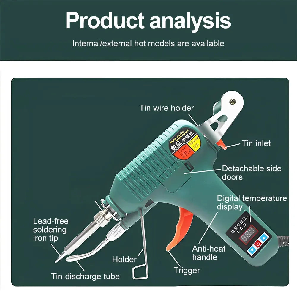 80W Digital Display Soldering Iron Gun 110V / 220V 180-520°C Adjustable Temperature Automatic Send Tin Gun welding Repair Tool