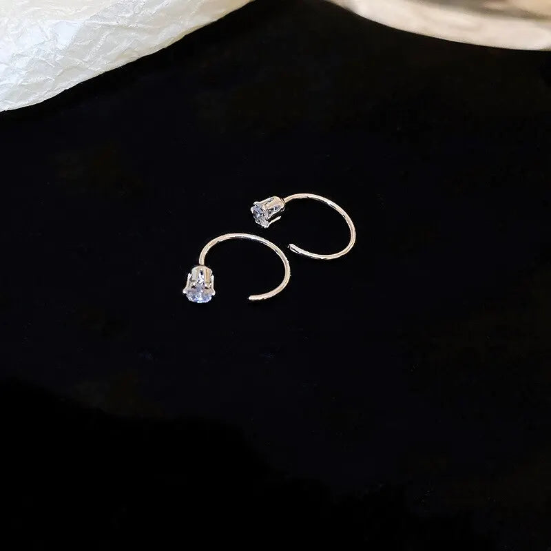 10mm Round Hoop Earrings For Women Temperament Inlaid Zircon Earrings Simple Copper Earrings Daily Small Ear Hook Jewelry K-