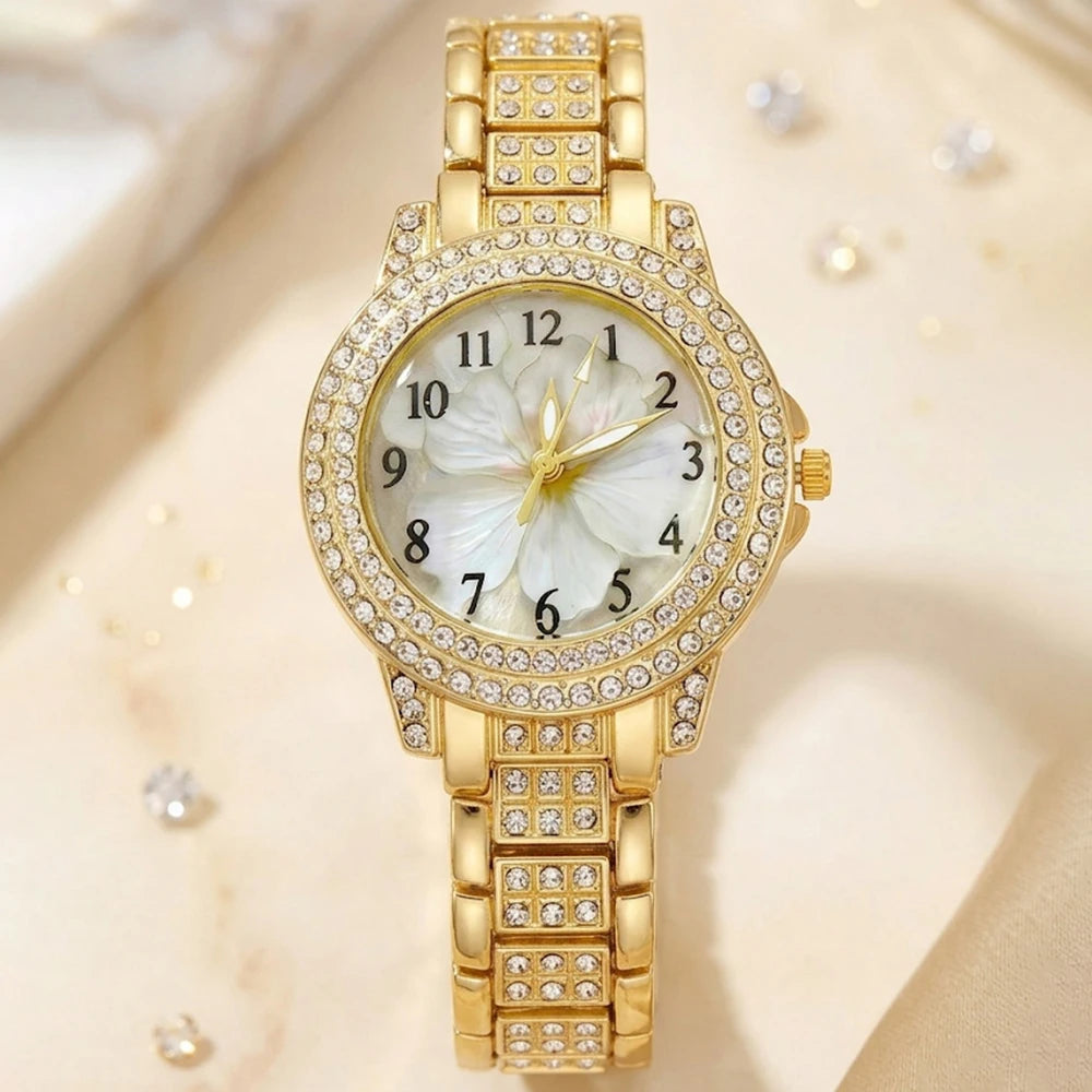 5Pcs/Set Butterfly Unisex Jewelry Watches Women's Wristwatch Accessories Gold Fashion Business Elegant Classic Exquisite Retro Light Luxury Rhinestone Luxury Bracelet Watch Set Y2K Suitable for Daily Outfits and Our Holiday G