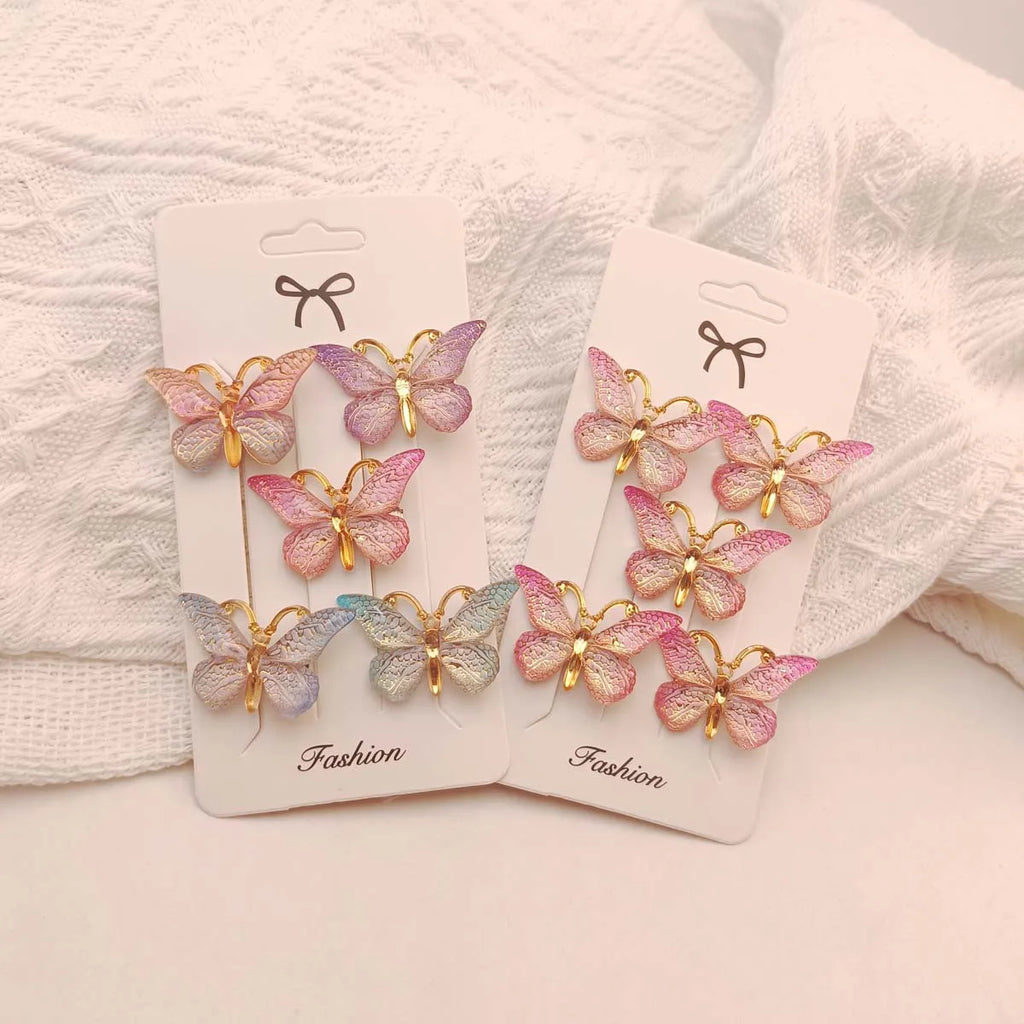 5PCS/20PCS Sweet Macarons Gradient Color Cute Butterfly Kids Hairpins Children Headwear Princess Barrette Girls Hair Accessories