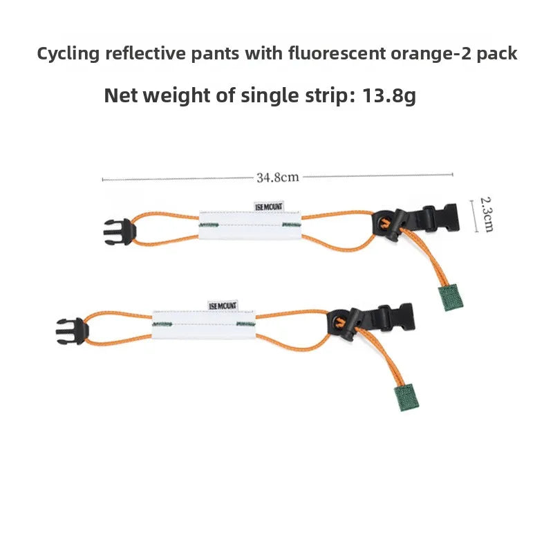 Reflective Elastic Leg Straps Anti-Slip Night Running Cycling Pant Binding Ties with Storage Buckle for Outdoor Activities