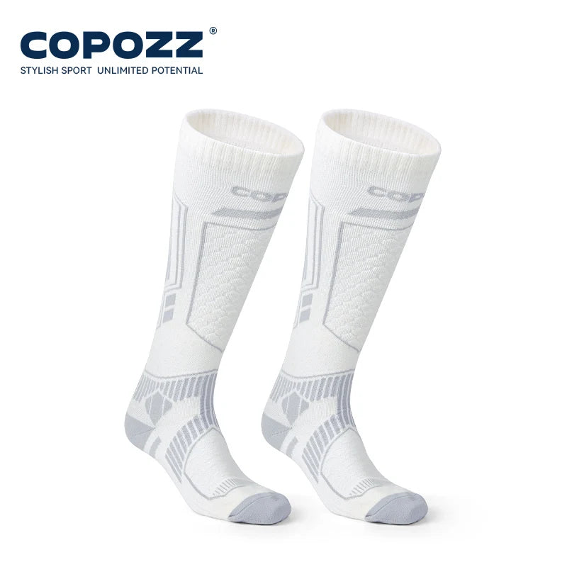 COPOZZ Merino Wool Winter Ski Socks Men Women Thermal Knee-high Ski Socks Warm Thickened Snowboard Soccer Socks Adult Female