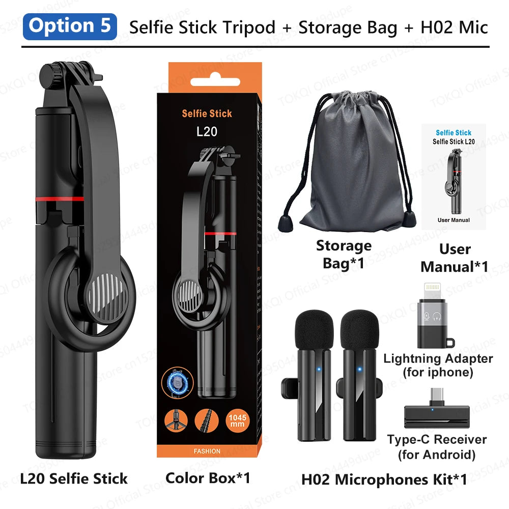 TOKQI Tripod Magnetic Phone Holder Extendable Selfie Stick for Smartphone Shooting Vlog with Wireless Bluetooth Remote Control