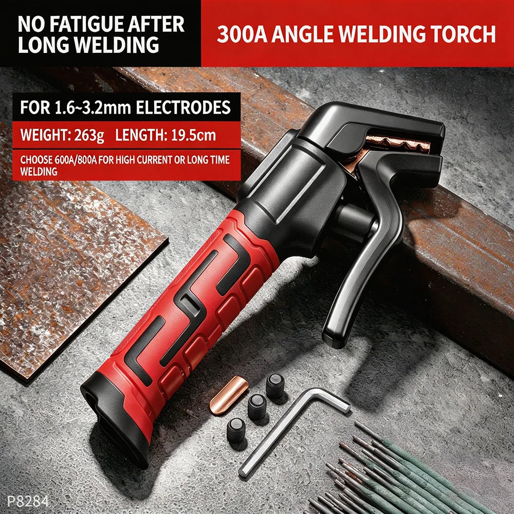 Bent Head Welding Tongs Electrode Holder Heat Resistant Copper Clamp Ergonomic Insulated Handle For Motorcycle Joining Tool
