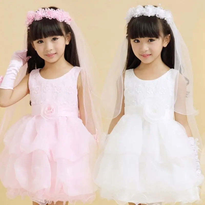Flower Girls Lace Floral Headpiece Wedding Tulle Veil Headdress Festivals Holiday Photo Props