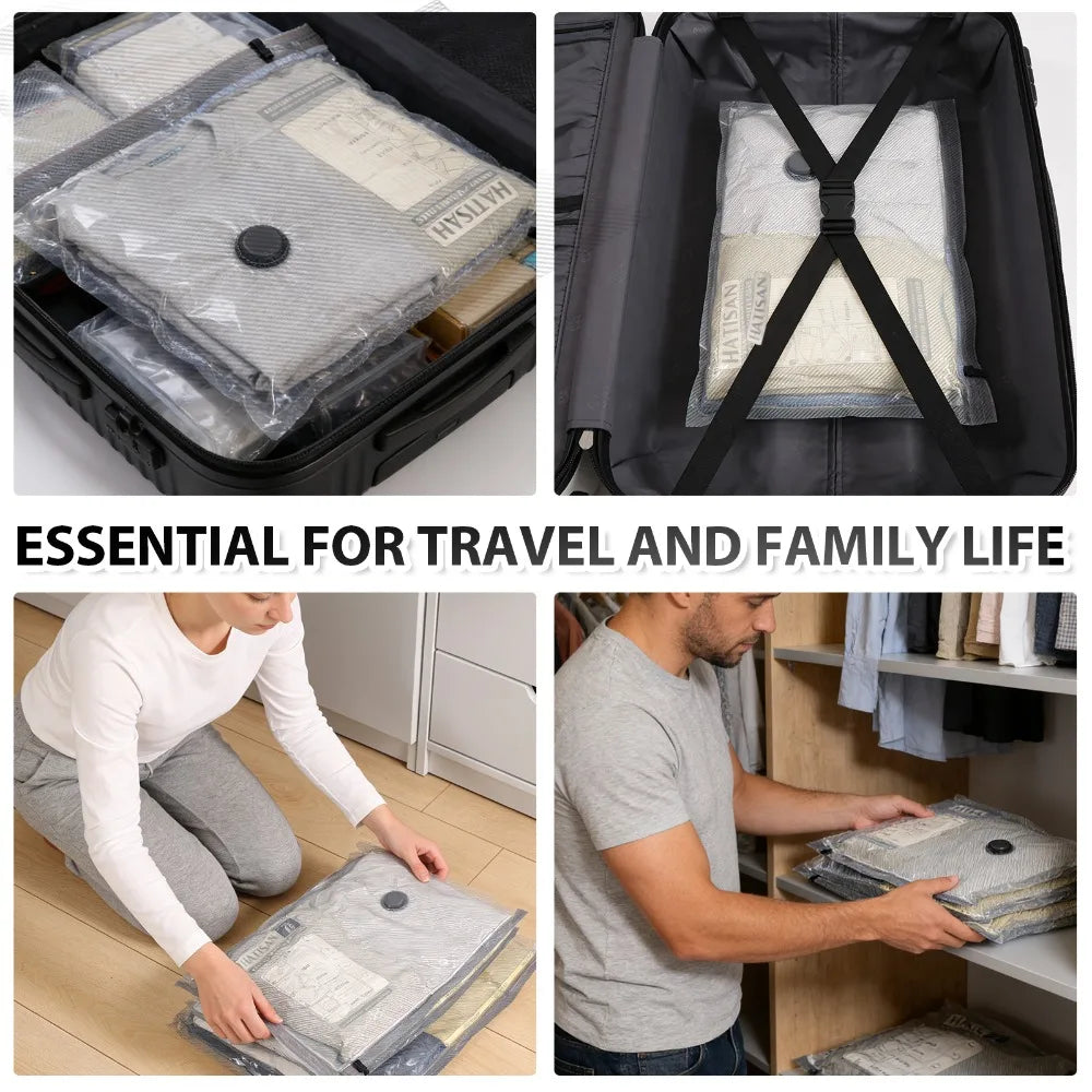 15 Pack Vacuum Bags for Travel with Rechargeable Air Pump, Vacuum Storage Bags Space Saver, Carry-on Size Vacuum Compression Bags for Clothes, Bedding