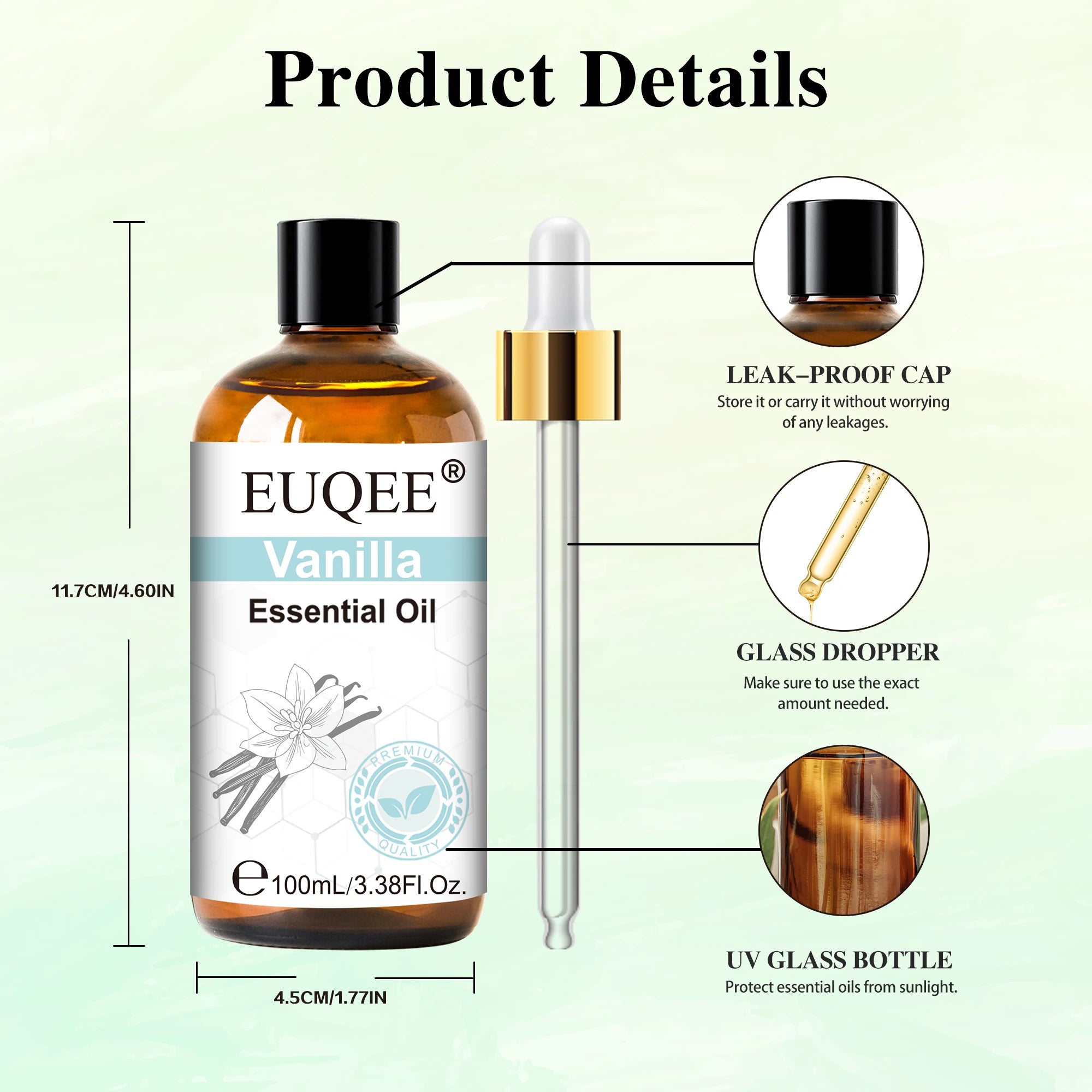 EUQEE 100ml Aroma Essential Oil For Diffuser Aromatherapy-Vanilla Lavender Eucalyptus Sandalwood Citronella Rose Essential Oils
