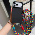 Fashion Lanyard Case For iPhone 17 Pro Max 18 14 12 11 13 15 16 Plus Air Shockproof Candy Crossbody Neck Cord Braid Strap Cover