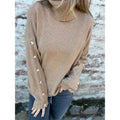 Winter Fall High Neck Knitted Sweate Women Solid Color Warm Casual Long Sleeves Pullover Top