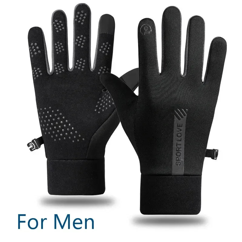 Winter Gloves Men Women Cycling Bike Non-slip Thermal Fleece Cold-Resistant Wind Waterproof Warm Outdoor Running Skiing Mittens