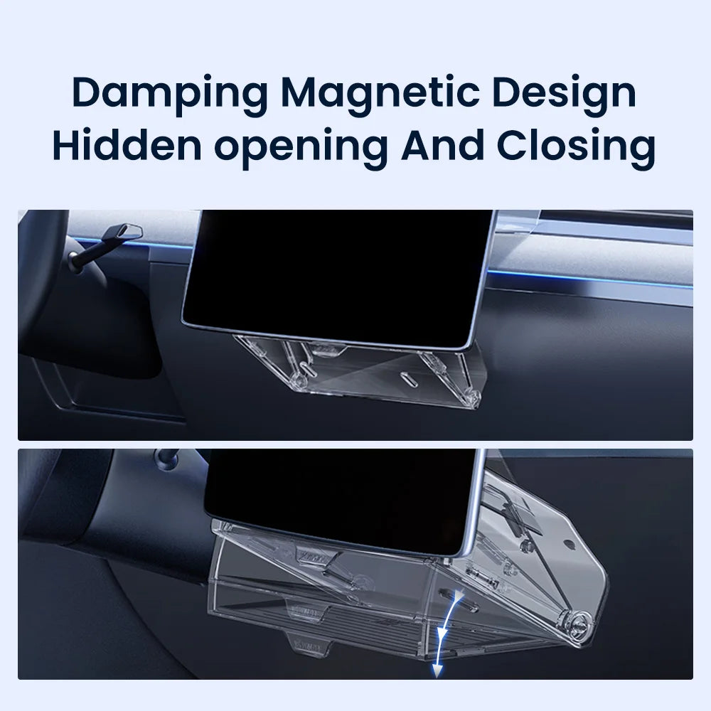YZ For 2021-2026 Tesla Highland Model 3/Y/YL Juniper Tray Magnetic Under Screen Hidden Storage Box Magnetic Hidden Screen Box