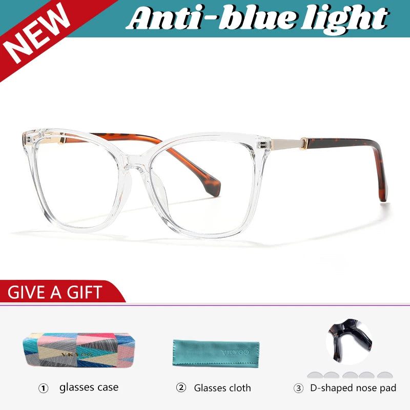 VICKY New Simple Cat's Eye Personalized Design Fashion Anti-Blue Light Reading Glasses Customizable Prescription 27007