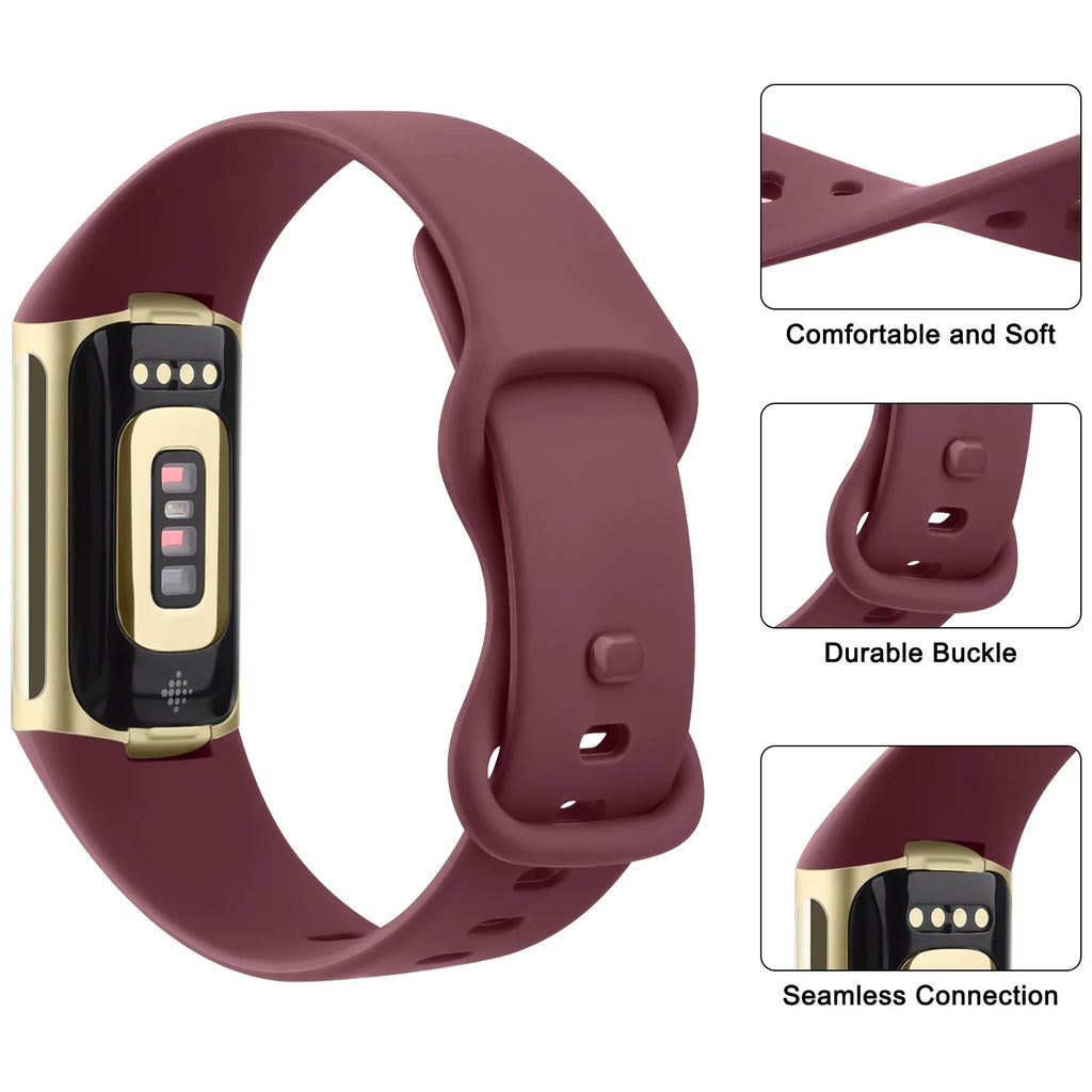 Watch Band for Fitbit Charge 5 6 Strap Wristband Replacement TPU Sport Bracelet for Fitbit Charge 5 Smartwatch Band Accessories