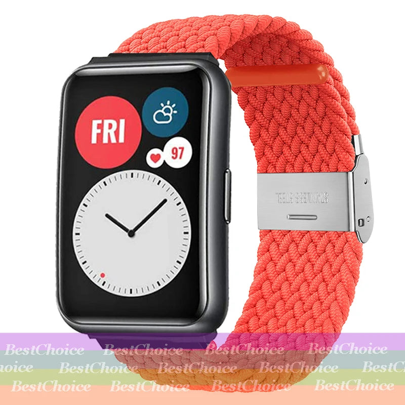 Nylon Braided Watch Strap for Huawei Watch Fit 3 Elastic Loop for Huawei Watch Fit 2 1Adjustable Band Bracelet Metal Connector