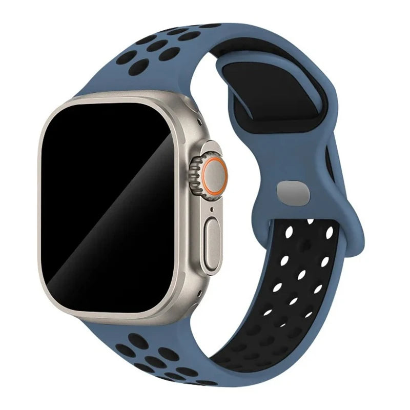 Silicone Strap For Apple Watch 44mm 45mm 40mm 41mm 38 42mm sports Rubber Breathable Band iwatch series 10 9 8 SE 7 6 Ultra 49mm