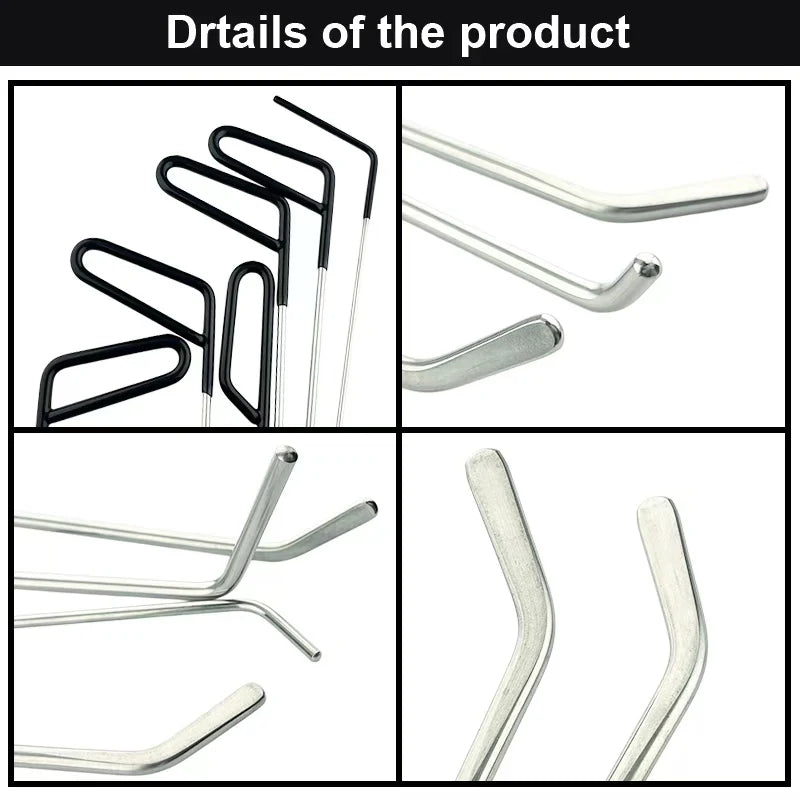 Car Hook Rods Paintless Dent Repair Hail Remover Hooks Rods Kits Auto Body Dents Repair Tool Stainless Steel Hands Tools
