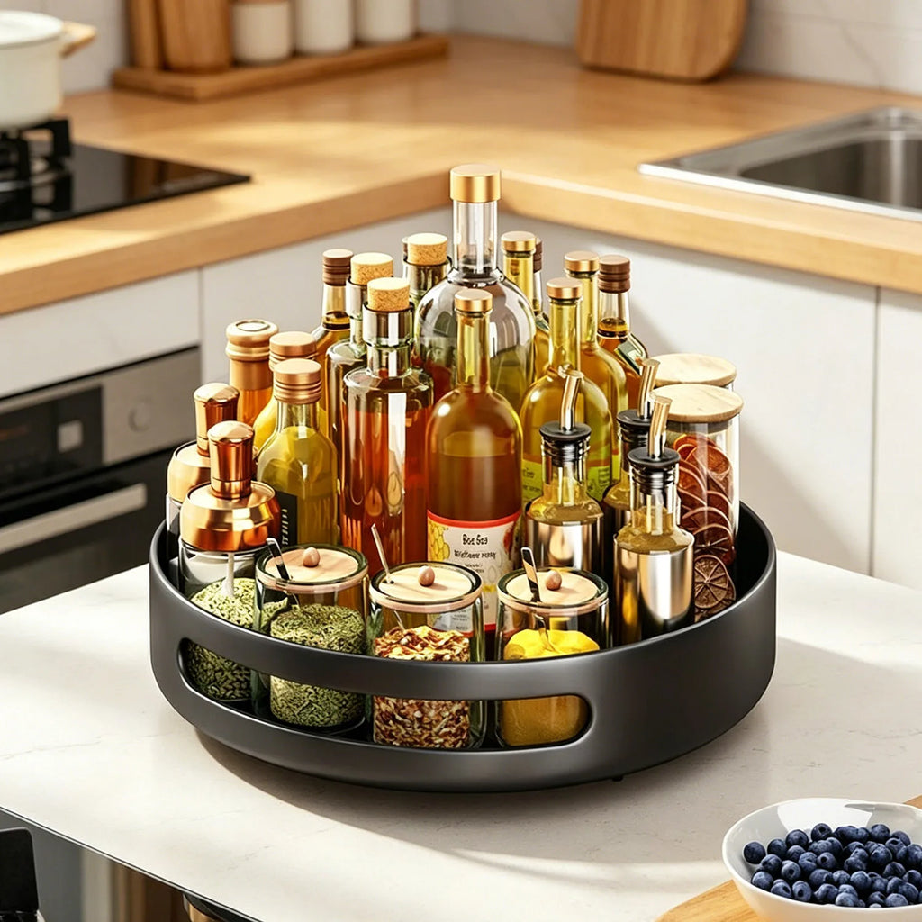 Kitchen Countertop Organizer Spice Racks 360 ° Rotation Storage Rack Countertop Spice Organization for Kitchen Cabinet Vanity