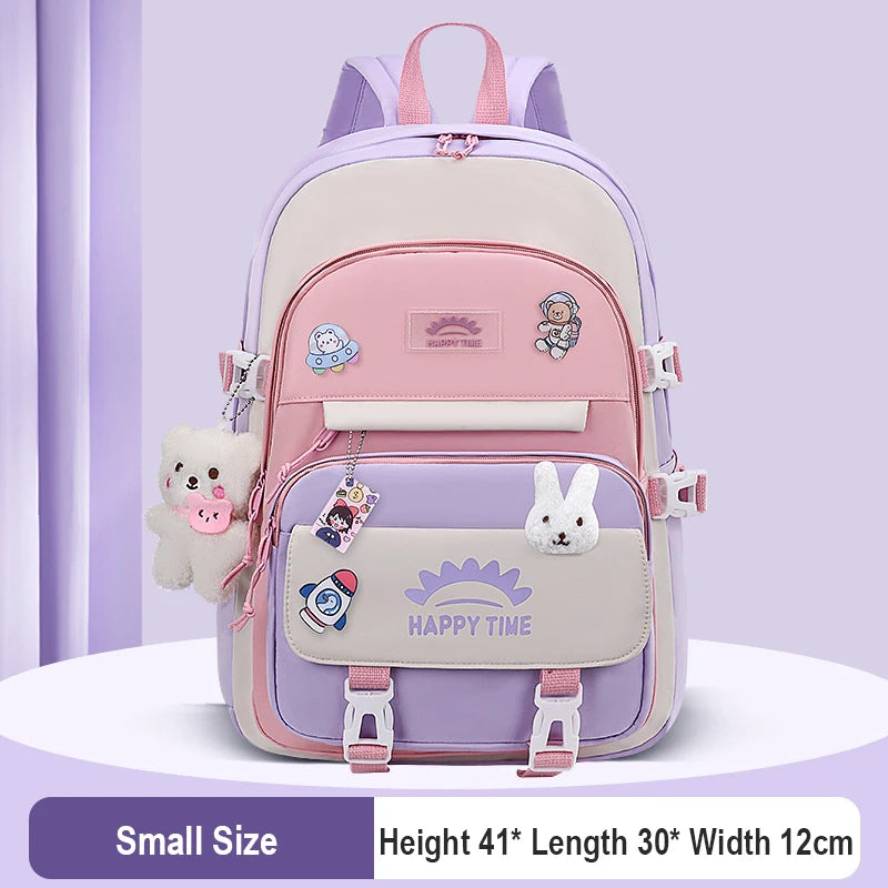 Large Capacity Cute Women Multi-Pocket Nylon Backpack Ins Junior High School Student School Bag Female Girl Backpack Laptop Book