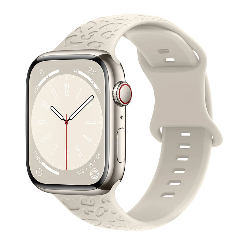 Engraved Band for Apple Watch 44MM 49mm 40mm 41 45mm 38/42mm Leopard Silicone Sport Strap for IWatch Series Ultra 8 7 6 SE 5 4 3