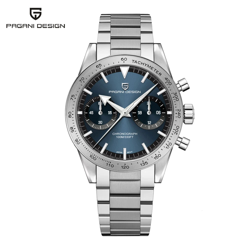 PAGANI DESIGN 2026 Mens watches Moon Quartz  Watch men speed Sport waterproof Chronograph AR Sapphire VK64 Steel Retro Luminous