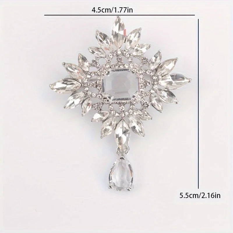Creative Crown Brooch High-end Alloy Women's Corsage Women's Colorful Rhinestone and Water Drop Jewelry