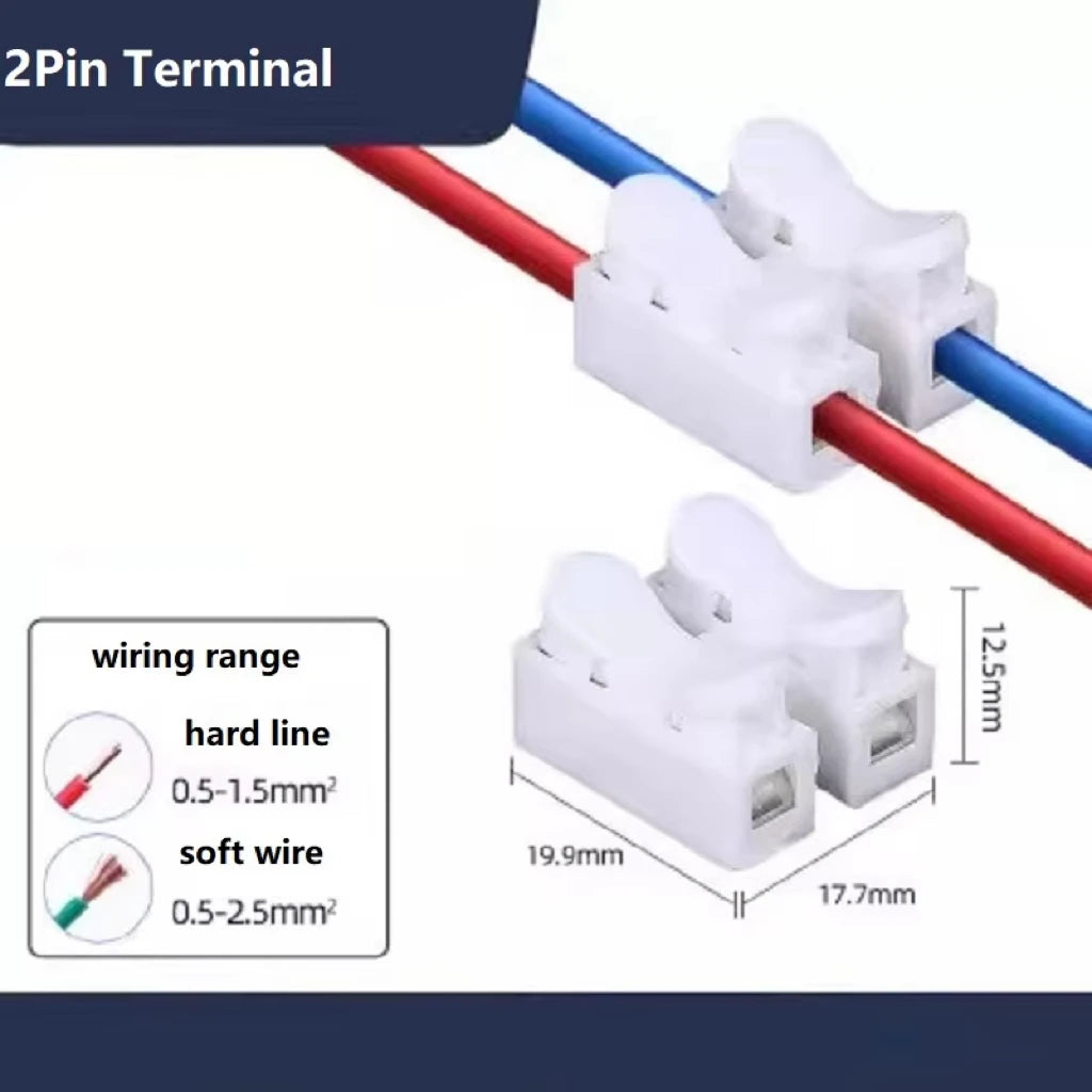 Quick Wire Connectors 1P 2P Screwless Spring Clamp Terminal Block No Soldering Cable Terminals For Electronics Wiring Connection