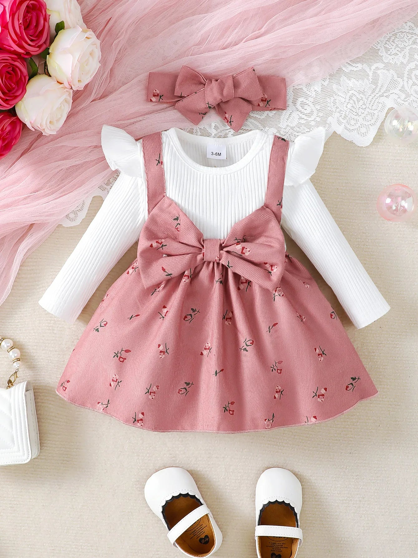 2pc/Set childrens' baby girl Dress Color blocking Broken flowers Big B – smart-store
