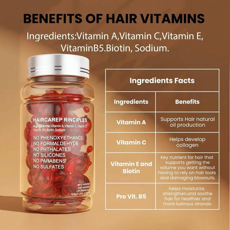 Best-selling hair care essential oil capsules, Moroccan hair care essential oil, no-rinse anti-hairfall vitamin hair care essential oil.