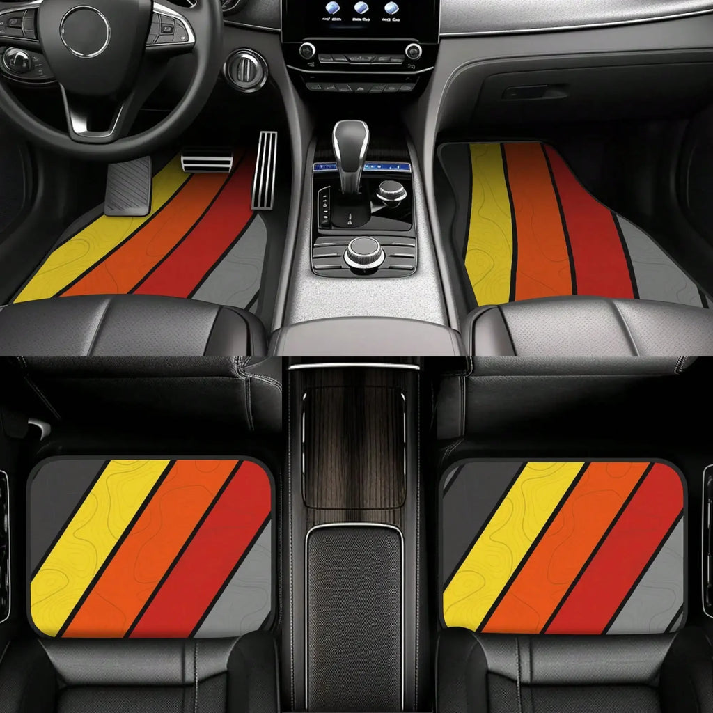 Set of Four Car Floor Mats. Elegantly Crafted Mats Featuring Designs. Ideal for Vehicles, Including Cars, Trucks