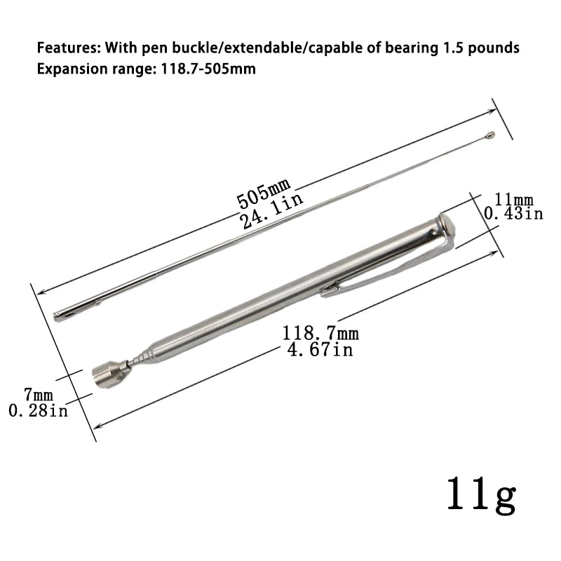 1.5 Pound Extendable Telescopic Magnetic Pen Pickup Tool Car Repairing & Machinery Maintenance Style Extendable Rod with Magnet
