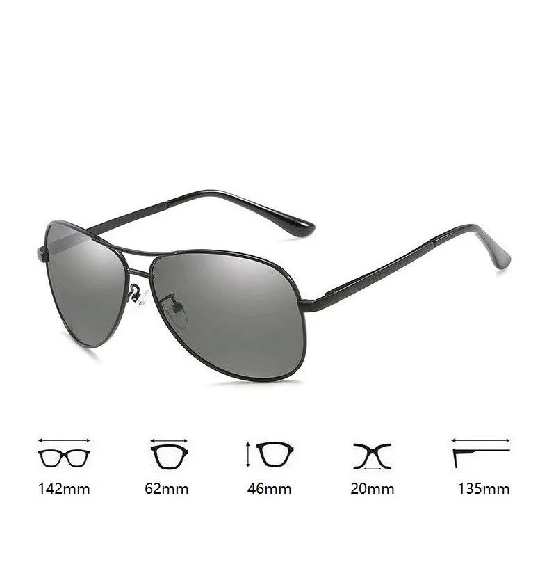Luxury Photochromic Pilot Polarized Sunglasses Men Women Driving Chameleon Sun Glasses Change Color Day And Night Eyewear