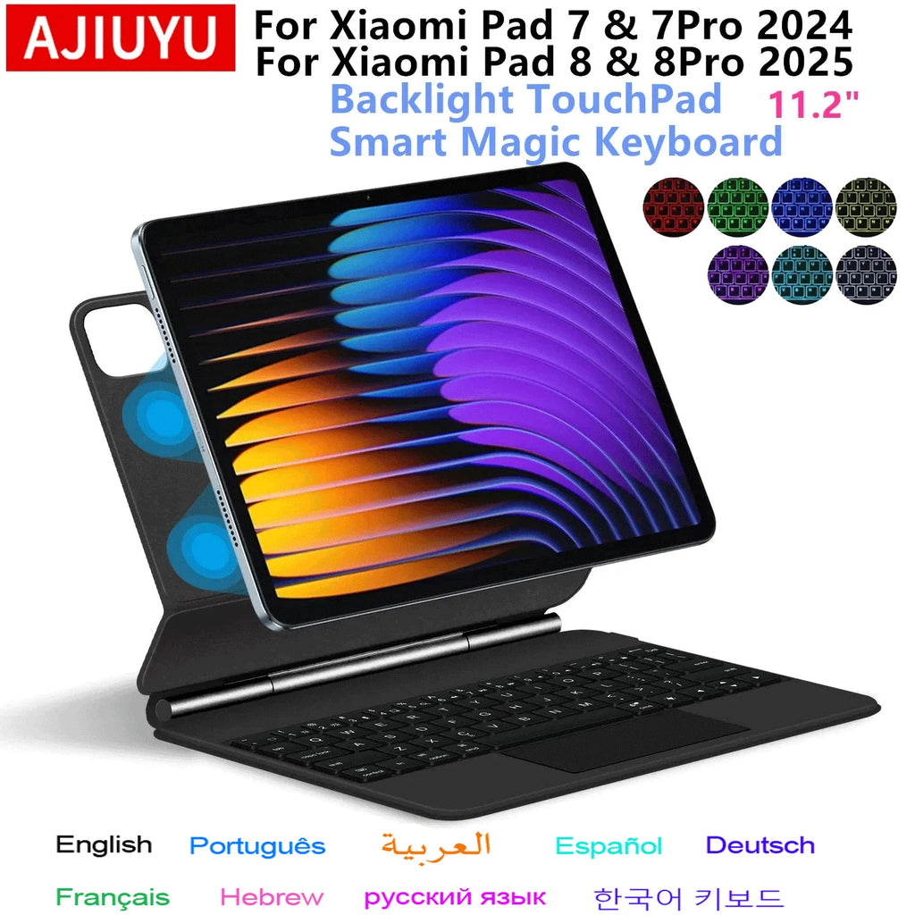 Magic Keyboard Folio For Xiaomi Pad 7 2024 Mi Pad 7 8 Pro 11.2" Tablet Smart Case for Xiaomi Pad 8 Spanish German keyboard cover