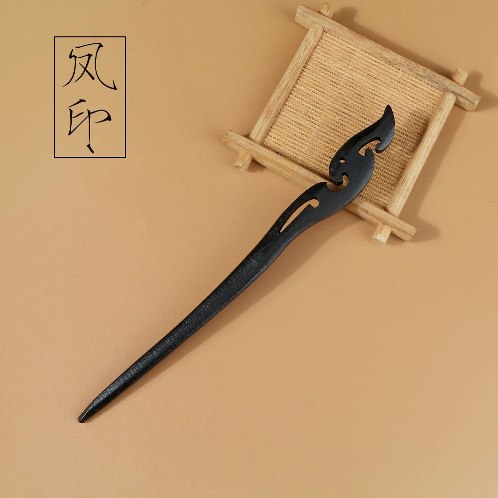 Chinese Royal Wooden Hair Clips Hair Stick Women Simple Carved Wood Hairpins Girl Exquisite Hair Style Accessories Headwear Gift