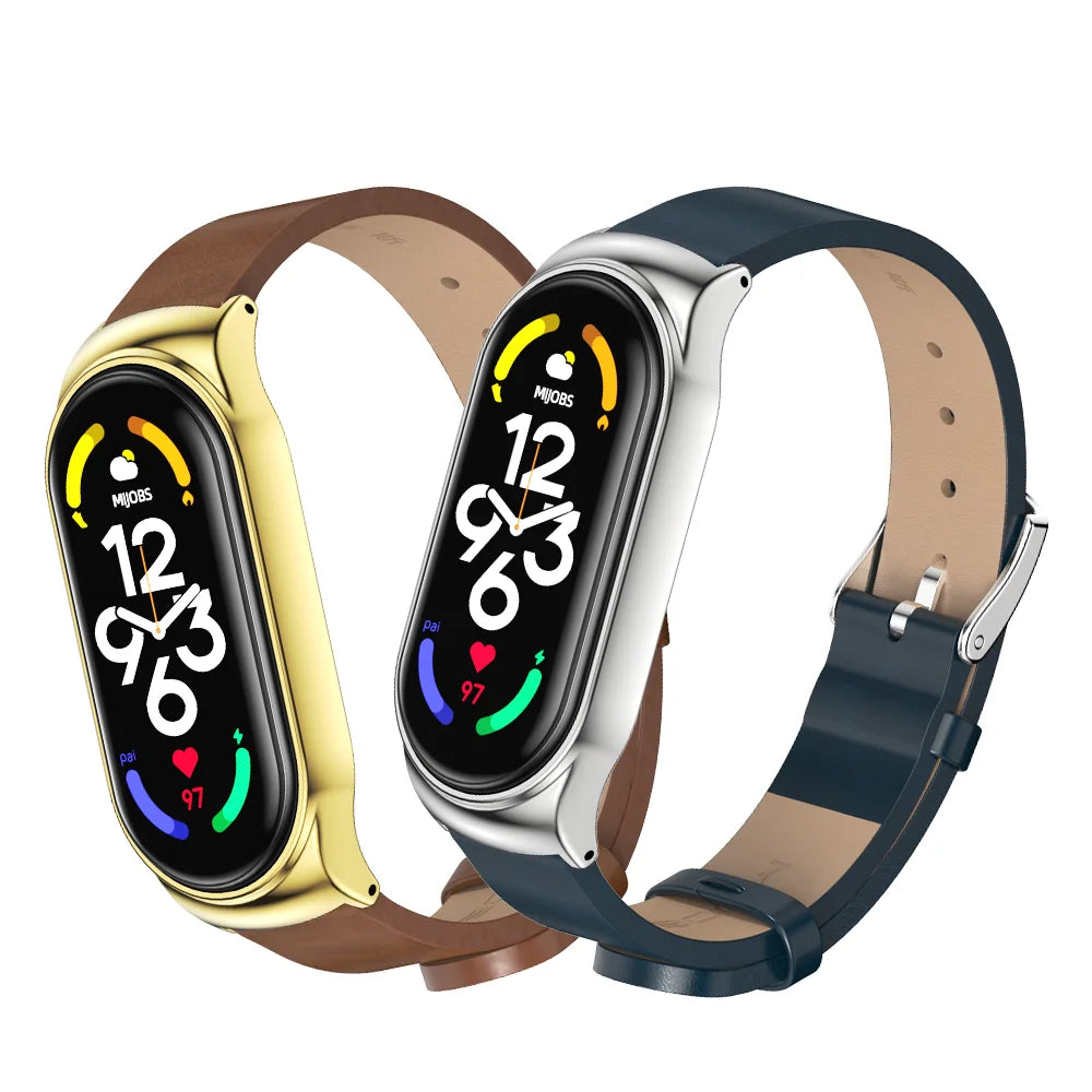 For Mi Band 10 9 8 7 6 5 Strap Silicone Wristband for Mi Band 9 Leather Strap For Mi band 8 Bracelet MiBand Metal Wristbands