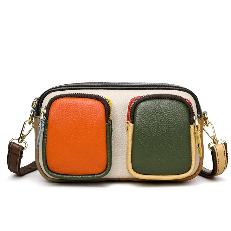 High Quality Thick Genuine Leather Multiple Pockets Messenger Bag Women Handbag 2025 Female Shoulder Bags Luxury Fashion Purse