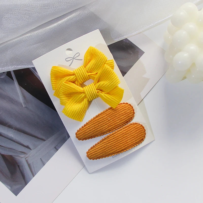 3/4/10Pcs Hot Sale Candy Color Hair Bows Clip Girls Double Layered Bow Cute Kid Bangs Hair Pin Cotton Safe Baby Hair Accessories
