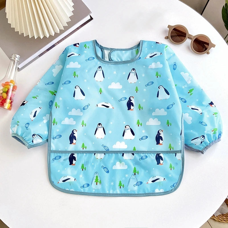 Waterproof Full Sleeve Baby Bibs Children Apron Long Sleeve Feeding Smock Kids Eating Breastplate Infant Scarf Clothing