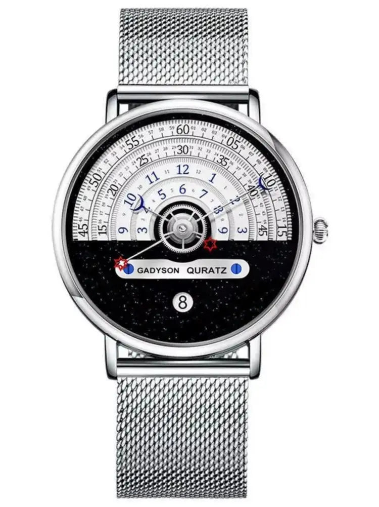 Unique Business Men Watch Fashion Auto Date Stainless Steel Strap Quartz Wristwatch Man Gifts For Him Calendar Clock