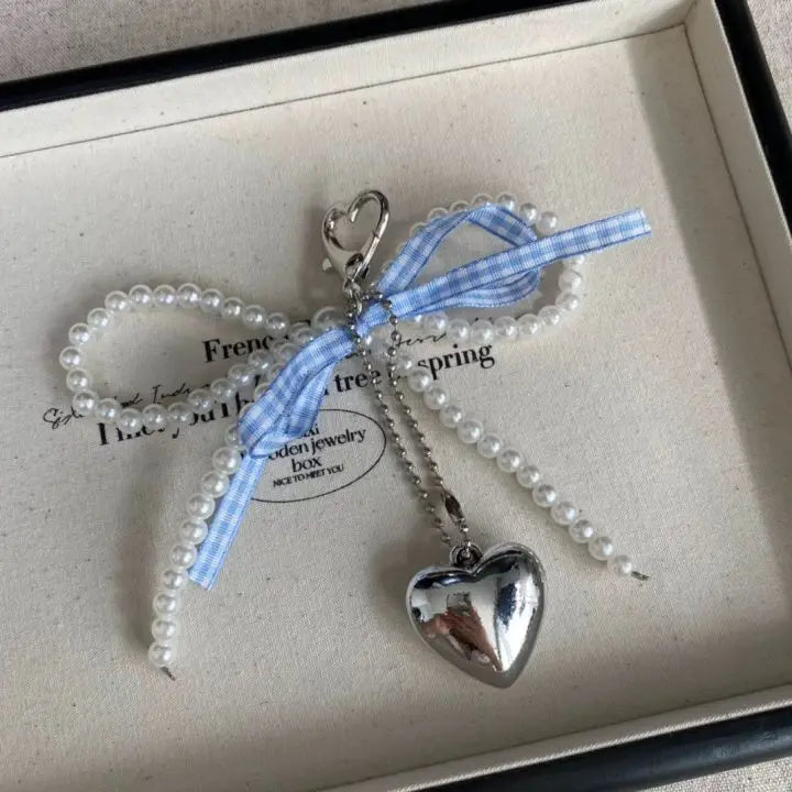 Beauty Pearl Bow Strap Love Pendant Sweet And Versatile Keychain Backpack Pendant For Women